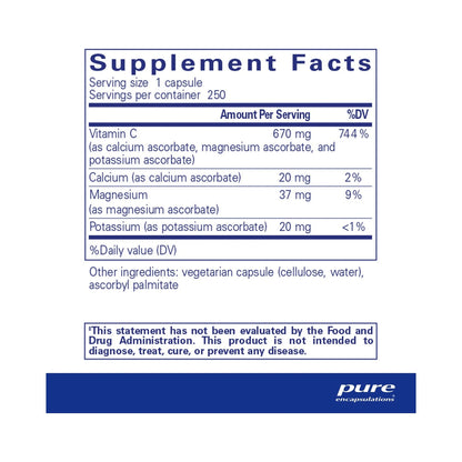 Pure Encapsulations Buffered Ascorbic Acid 250 Capsules