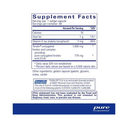 Pure Encapsulations CLA (Conjugated Linoleic Acid) 1,000mg 60 Capsules