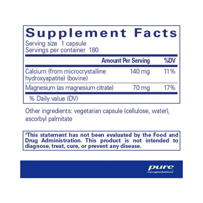 Pure Encapsulations Calcium (MCHA) with Magnesium 180 Capsules