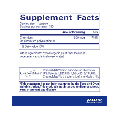 Pure Encapsulations ChromeMate GTF 600 180 Capsules