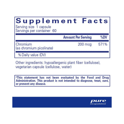 Pure Encapsulations Chromium (picolinate) 200mcg 60 Capsules