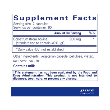 Pure Encapsulations Colostrum 40% IgG 180 Capsules
