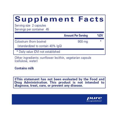 Pure Encapsulations Colostrum 40% IgG 90 Capsules