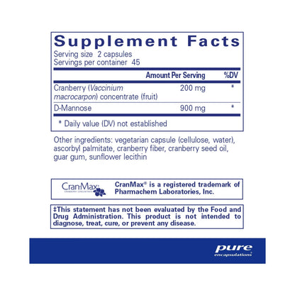 Pure Encapsulations Cranberry/D-Mannose 90 Capsules