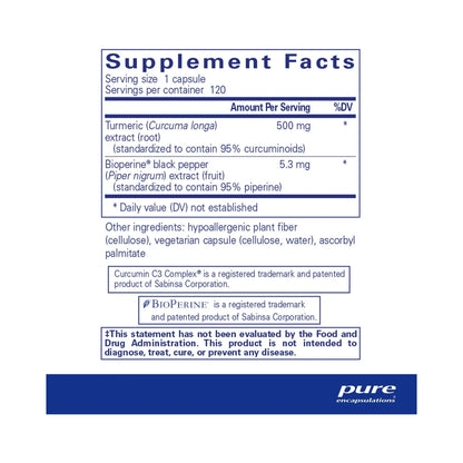Pure Encapsulations Curcumin 500 with Bioperine 120 Capsules