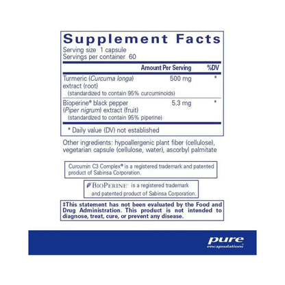 Pure Encapsulations Curcumin 500 with Bioperine 60 Capsules