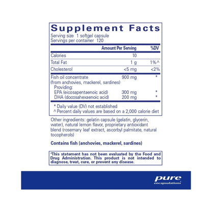 Pure Encapsulations EPA/DHA with lemon 120 Capsules