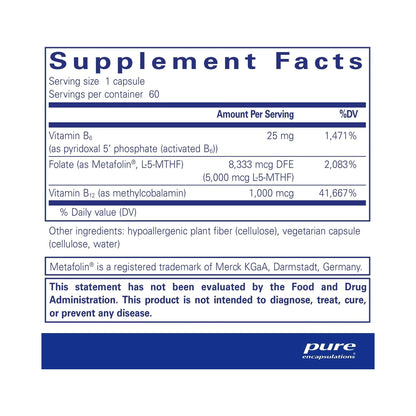 Pure Encapsulations Folate 5,000 Plus 60 Capsules