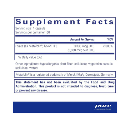 Pure Encapsulations Folate 5,000mcg 60 Capsules