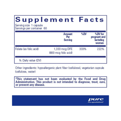 Pure Encapsulations Folic Acid 60 Capsules