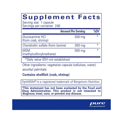 Pure Encapsulations Glucosamine Chondroitin with MSM 240 Capsules