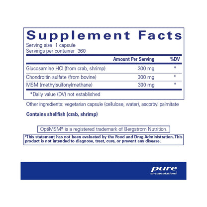 Pure Encapsulations Glucosamine Chondroitin with MSM 360 Capsules