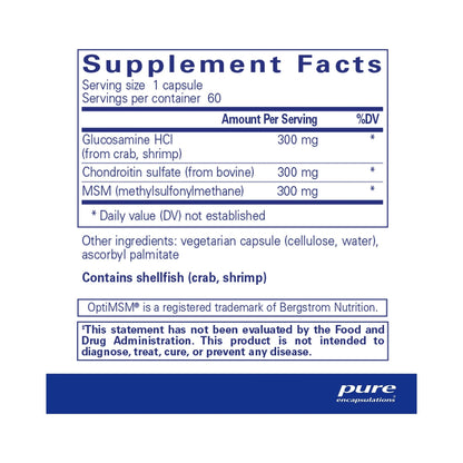 Pure Encapsulations Glucosamine Chondroitin with MSM 60 Capsules