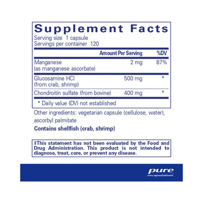 Pure Encapsulations Glucosamine Chondroitin with Manganese 120 Capsules