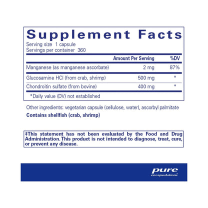 Pure Encapsulations Glucosamine Chondroitin with Manganese 360 Capsules
