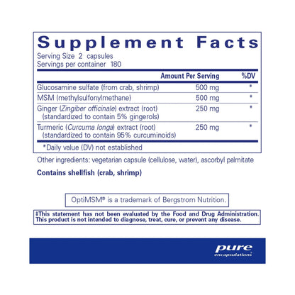 Pure Encapsulations Glucosamine/MSM with joint comfort herbs 360 Capsules