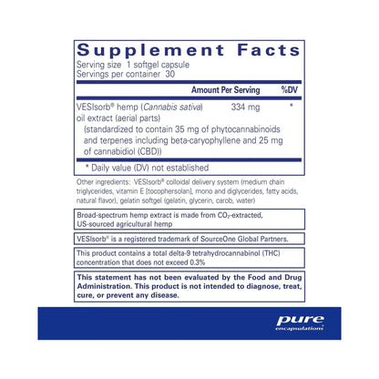Pure Encapsulations Hemp CBD VESIsorb 30 Capsules