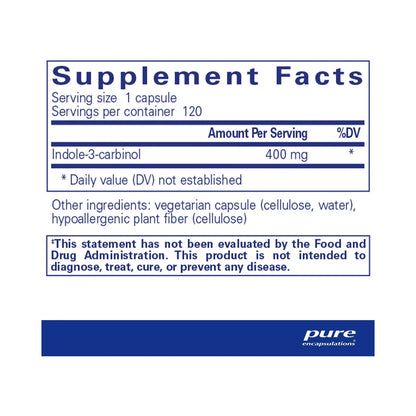 Pure Encapsulations Indole-3-Carbinol 400mg 120 Capsules