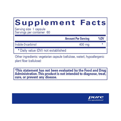 Pure Encapsulations Indole-3-Carbinol 400mg 60 Capsules
