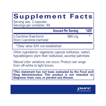Pure Encapsulations L-Carnitine 120 Capsules