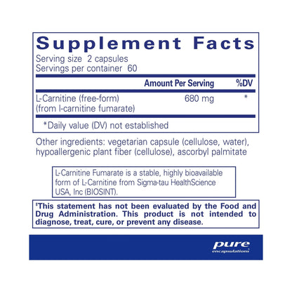 Pure Encapsulations L-Carnitine fumarate 120 Capsules