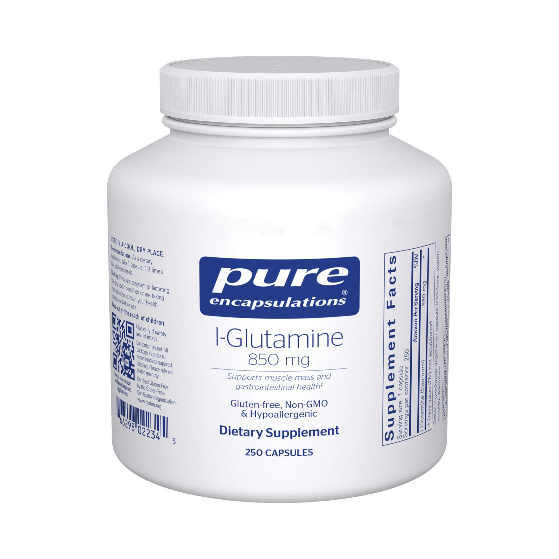 Pure Encapsulations L-Glutamine 850mg 250 Capsules