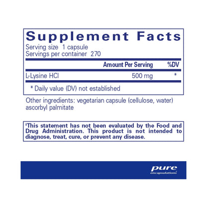 Pure Encapsulations L-Lysine 270 Capsules