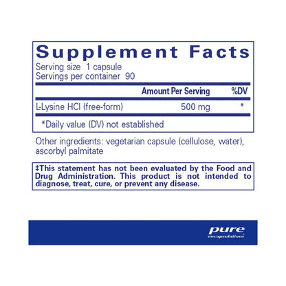 Pure Encapsulations L-Lysine 90 Capsules