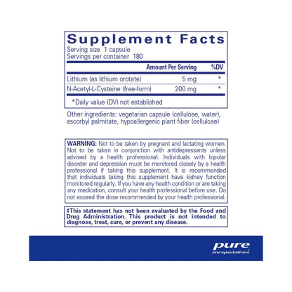 Pure Encapsulations Lithium (orotate) 5mg 180 Capsules
