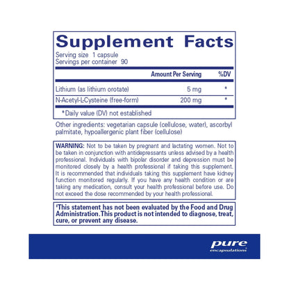 Pure Encapsulations Lithium (orotate) 5mg 90 Capsules