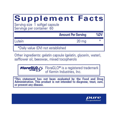 Pure Encapsulations Lutein 20mg 60 Capsules