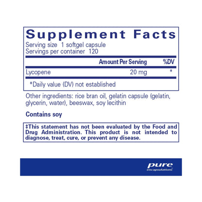 Pure Encapsulations Lycopene 20mg 120 Capsules