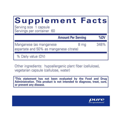 Pure Encapsulations Manganese (aspartate/citrate) 60 Capsules