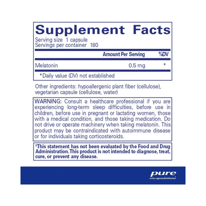 Pure Encapsulations Melatonin 0.5mg 180 Capsules
