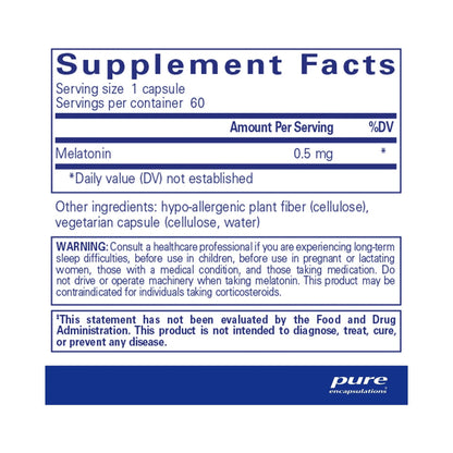 Pure Encapsulations Melatonin 0.5mg 60 Capsules