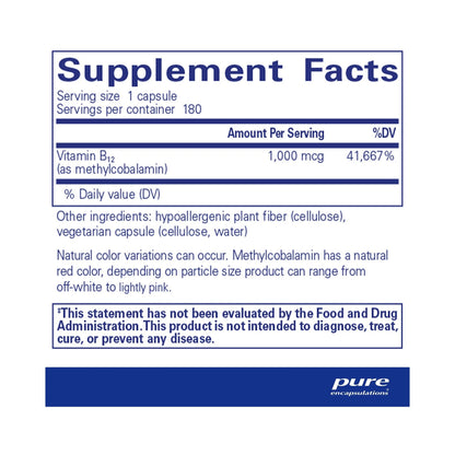 Pure Encapsulations Methylcobalamin 1,000mcg 180 Capsules