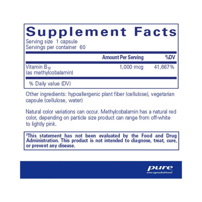 Pure Encapsulations Methylcobalamin 1,000mcg 60 Capsules