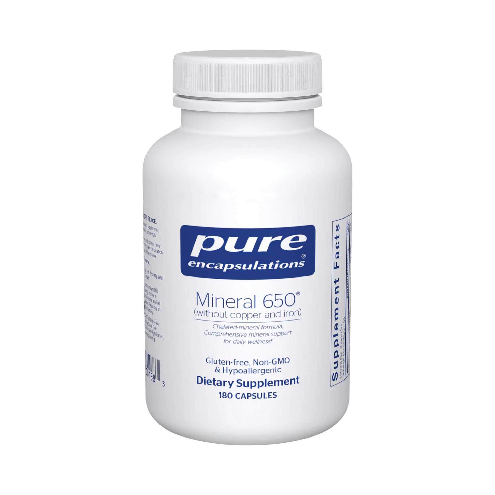 Pure Encapsulations Mineral 650 w/o Cu &Fe 180 Capsules