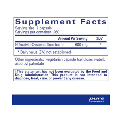 Pure Encapsulations NAC 600mg 360 Capsules