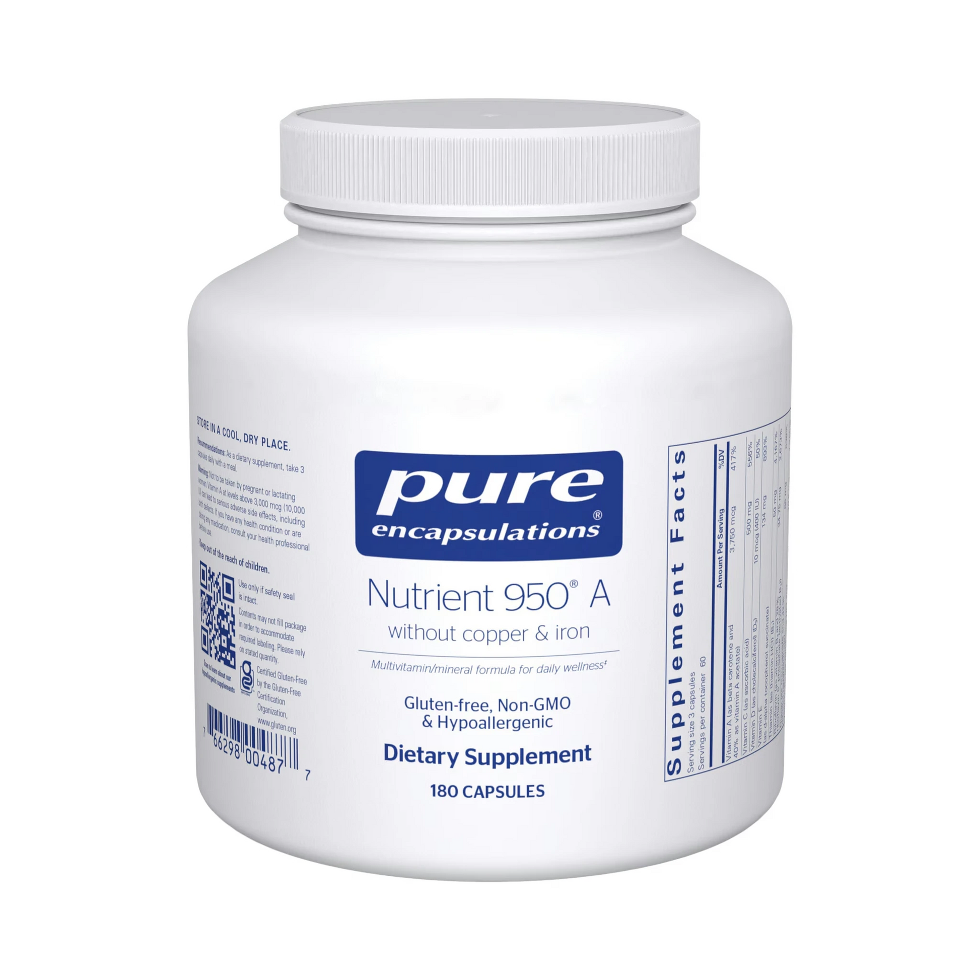 Pure Encapsulations Nutrient 950 A without copper & iron 180 Capsules