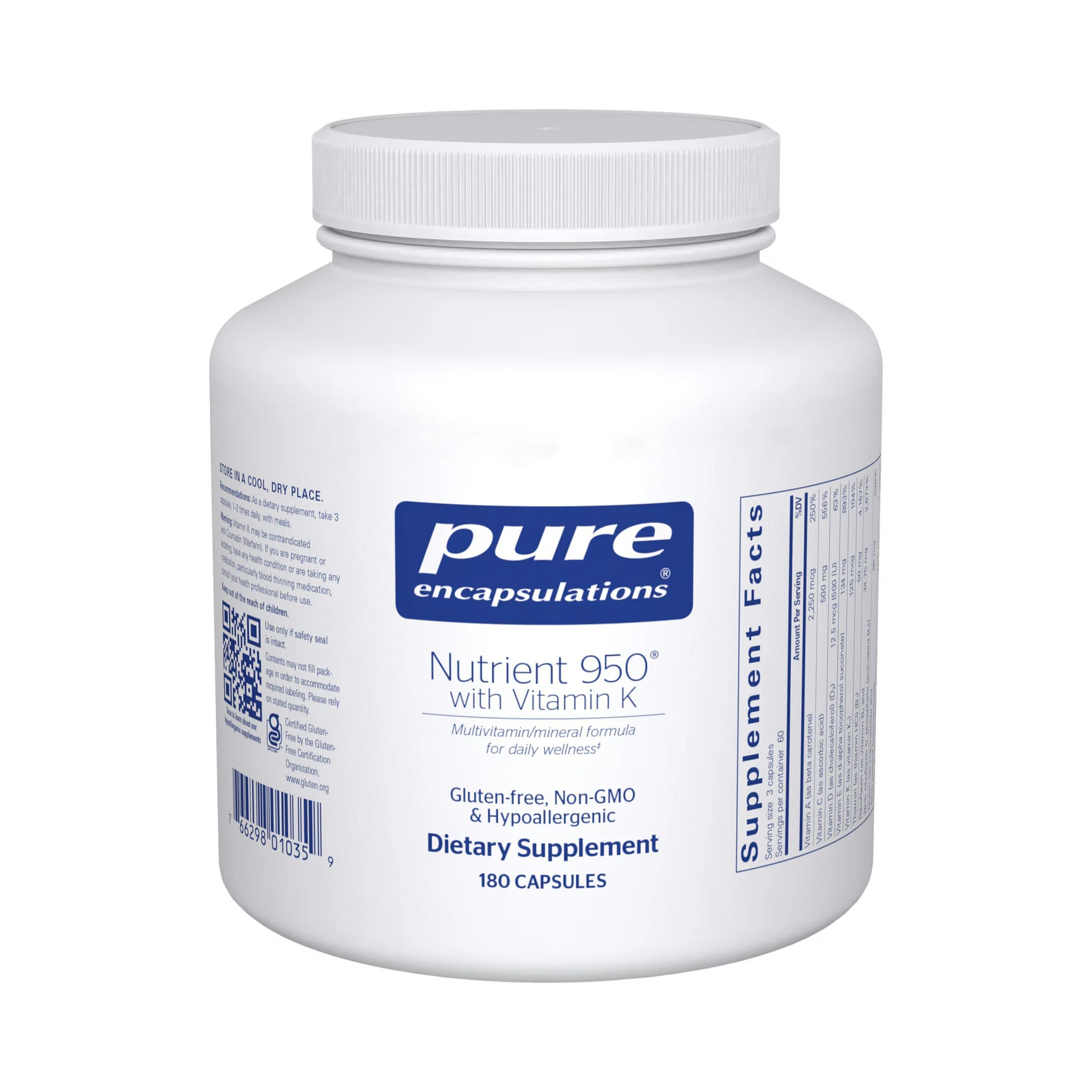 Pure Encapsulations Nutrient 950 with Vitamin K 180 Capsules