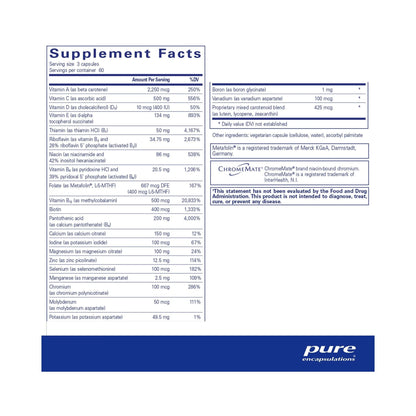Pure Encapsulations Nutrient 950 without Copper & Iron 180 Capsules