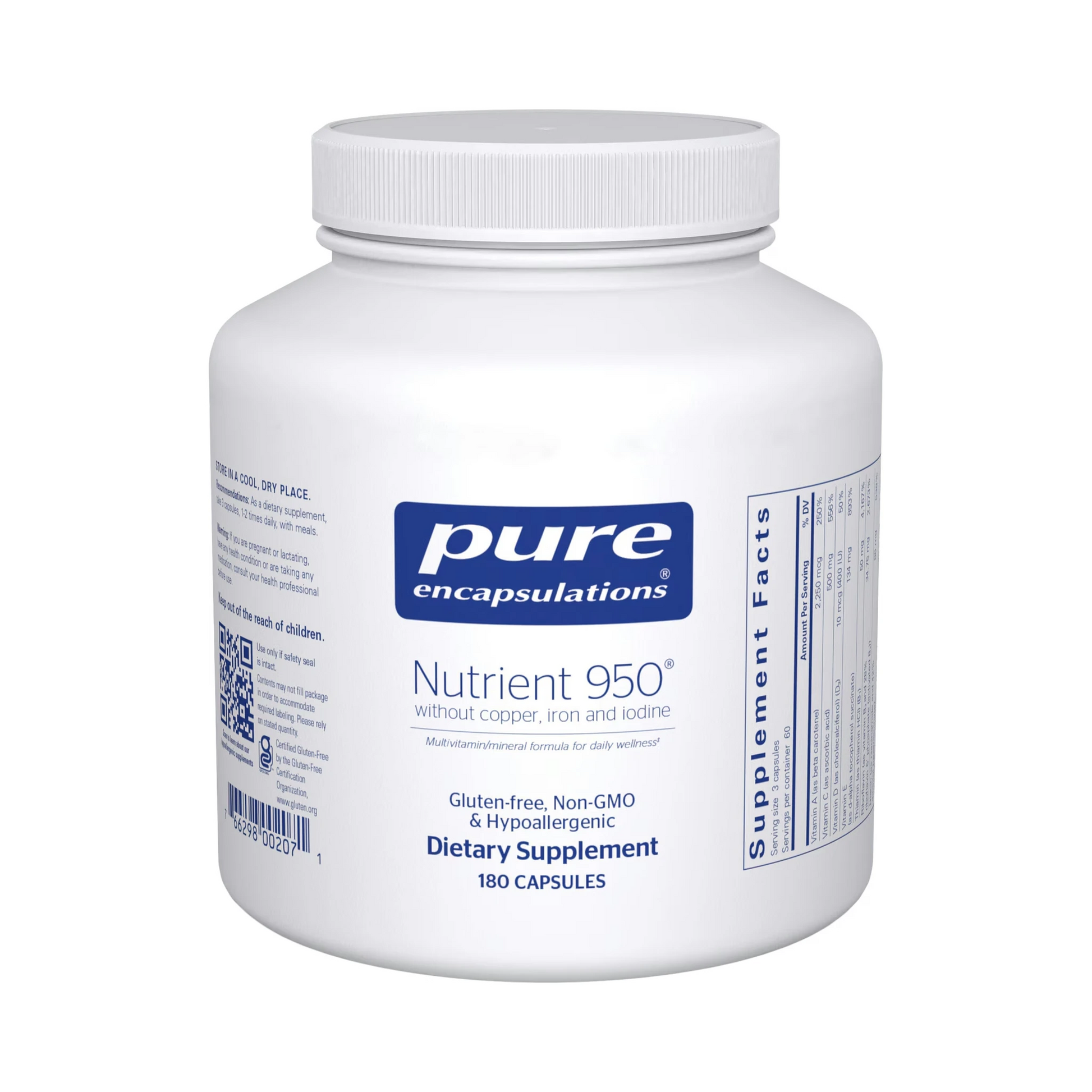 Pure Encapsulations Nutrient 950 without Copper, Iron & Iodine 180 Capsules