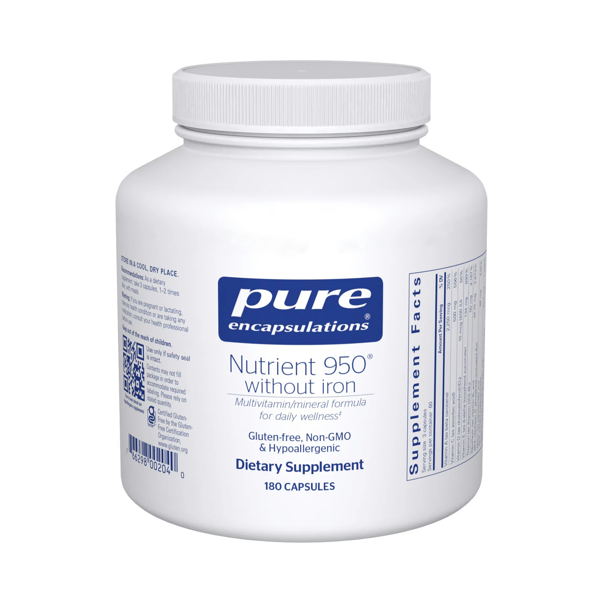 Pure Encapsulations Nutrient 950 without Iron 180 Capsules