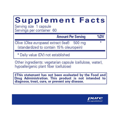 Pure Encapsulations Olive Leaf extract 60 Capsules