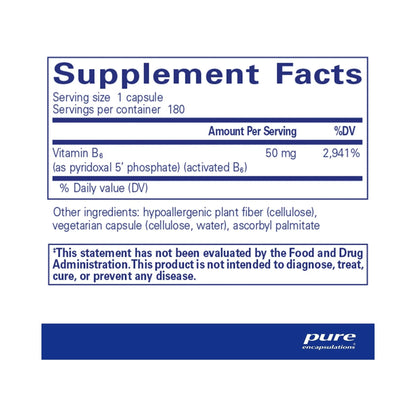 Pure Encapsulations P5P 50 (activated vitamin B6) 180 Capsules
