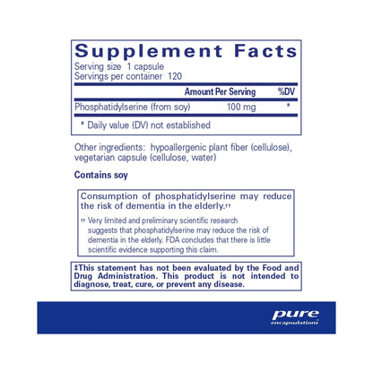 Pure Encapsulations PS 100 (phosphatidylserine) 120 Capsules