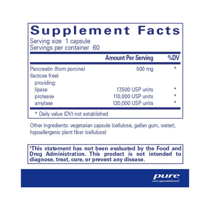 Pure Encapsulations Pancreatic Enzyme Formula 60 Capsules