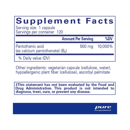 Pure Encapsulations Pantothenic Acid 120 Capsules