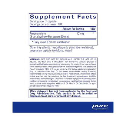 Pure Encapsulations Pregnenolone 10mg 180 Capsules
